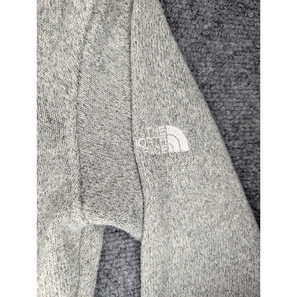 The North Face Shawl Neck Fleece Pullover Womens Small Heather Gray Button Logo - Picture 4 of 8